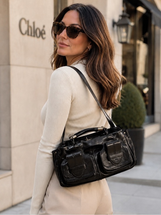 Chloe Handbags - Chloé Saskia Black Leather Shoulder Satchel bag VTG